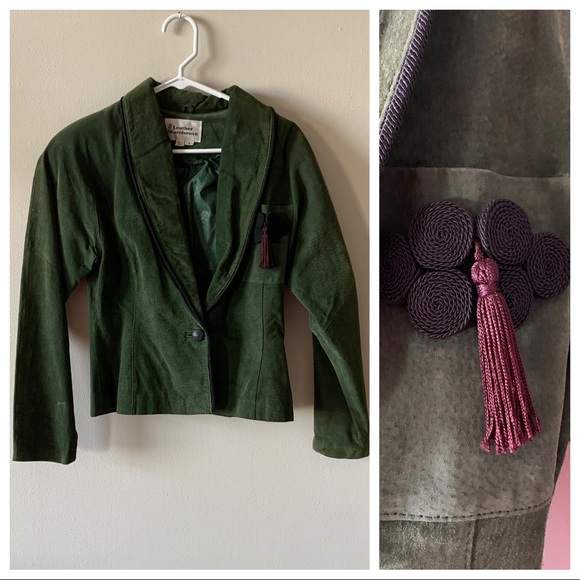 VTG 90s y2k Green Button-Up Cropped Casual Retro Corduroy Shirt Jacket UK 8/10